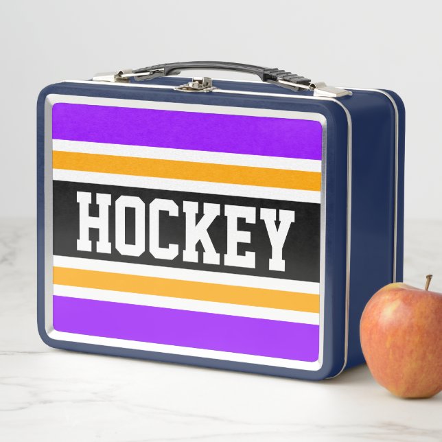 Lunch Box Bandes de course HOCKEY Violet Noir Orange (En situation)