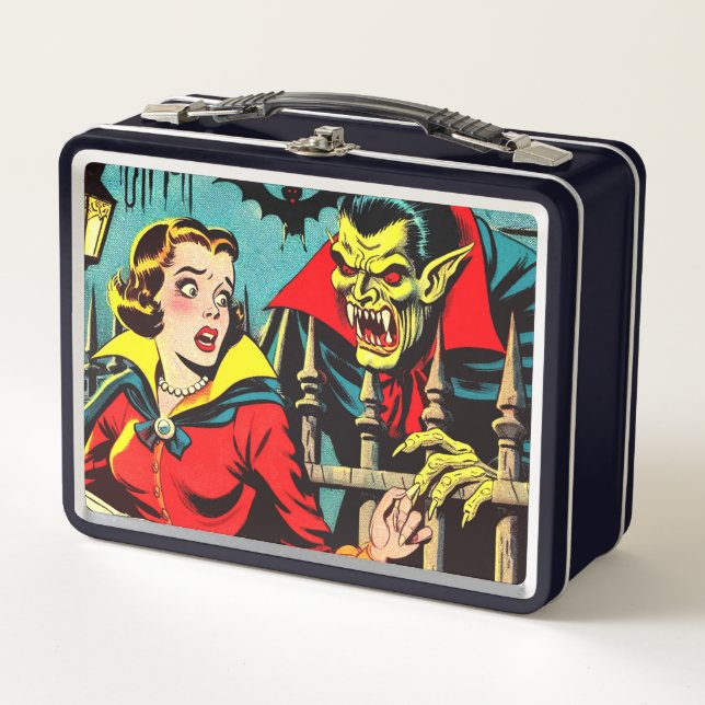Lunch Box Bandes dessinées de vampire d'horreur rétro (Devant)