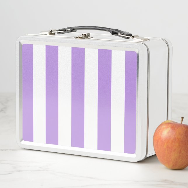 Lunch Box Bandes pourpres, Blancs, Motif rayé (En situation)