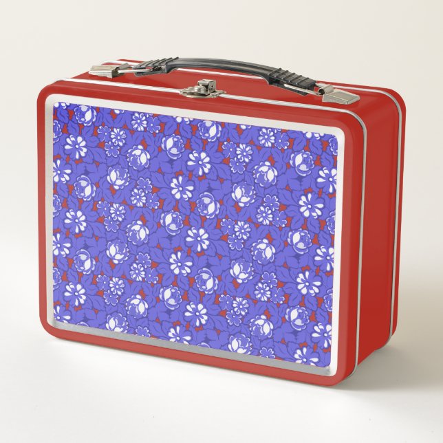 Lunch Box Baroque wallpaper - blue flower pattern (Devant)