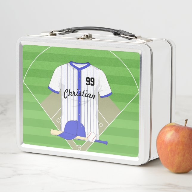 Lunch Box Base-ball bleu personnalisé (En situation)