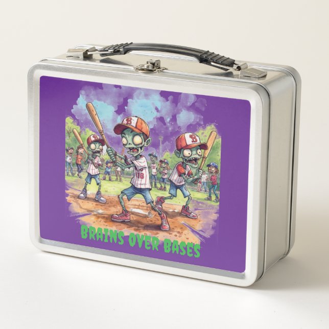 Lunch Box Baseball Halloween, Zombie, Des Cerveaux Sur Les B (Devant)