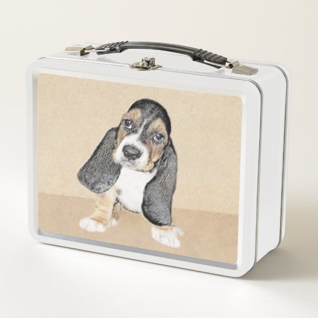 Lunch Box Basset Hound Peinture Chiot - Art Chien original (Devant)