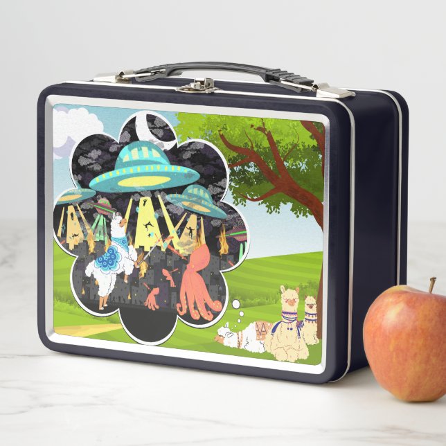 Lunch Box Bataille spatiale épique Lama contre la fantaisie  (En situation)