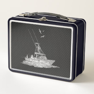 Lunch Box Bateau de pêche Chrome sur Décor de fibre de carbo