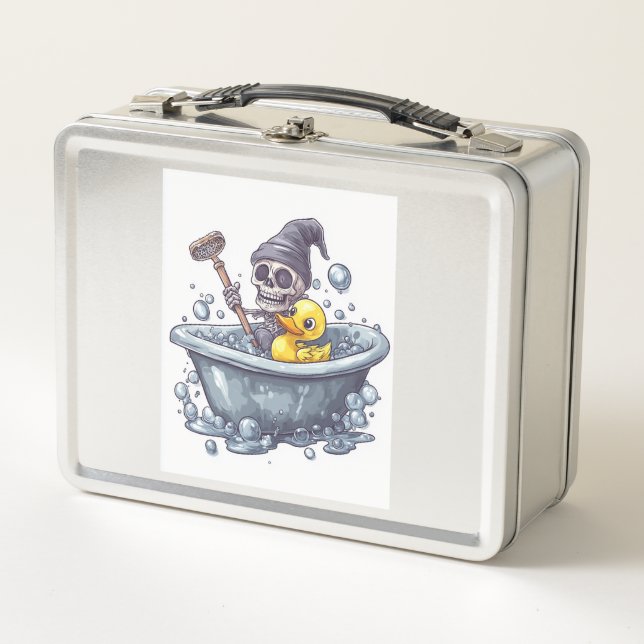 Lunch Box Bath Time Bones � Crâne drôle mignon dans la baign (Devant)