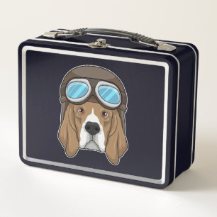 Lunch Box Beagle en tant que pilote avec casquette pilote