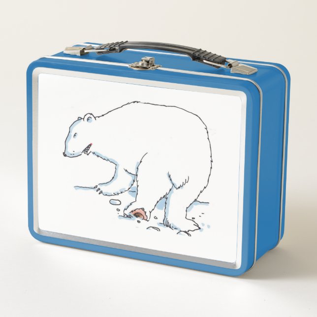 Lunch Box Bear polaire blanc et bleu clair lunbox (Devant)