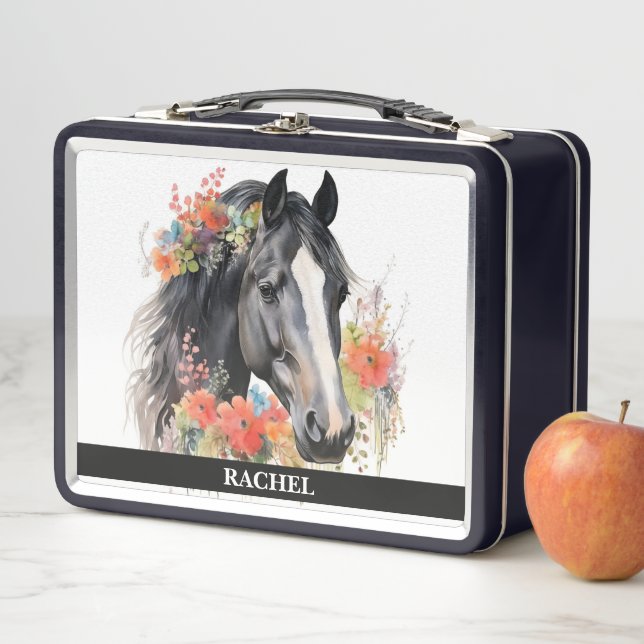 Lunch Box Beau Cheval avec Fleurs (En situation)