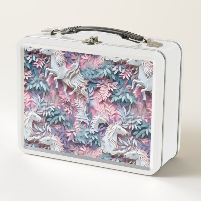 Lunch Box Beau Imaginaire Chevaux Abstrait Pastel Design (Devant)