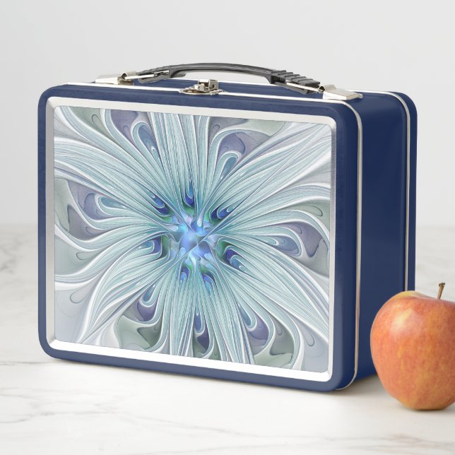 Lunch Box Beauté florale Abstraite moderne Blue Pastel Flowe (En situation)