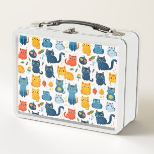 Lunch Box Beaux chats kawaii, jouer avec des jouets blanc ba
