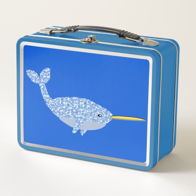 Lunch Box Bébé bleu mignon garçon Narwhal (Devant)