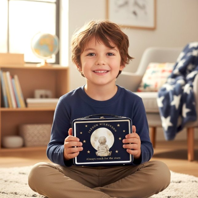 Lunch Box Bébé Céleste Lune Étoiles Bleu Marine Graphisme (Créateur téléchargé)
