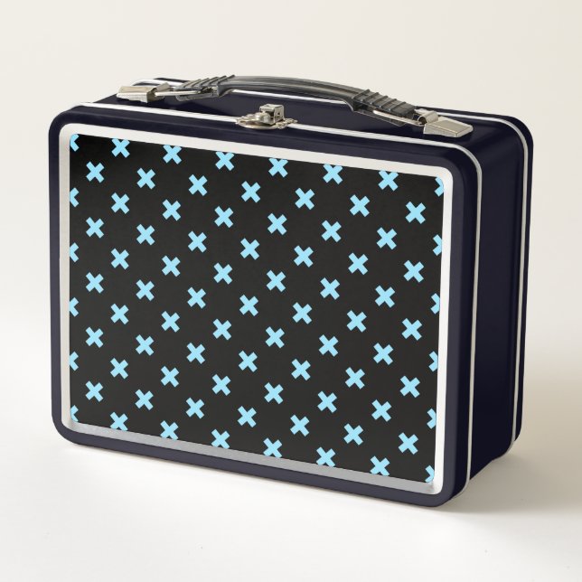 Lunch Box Bébé croix bleu coutures sur noir (Devant)