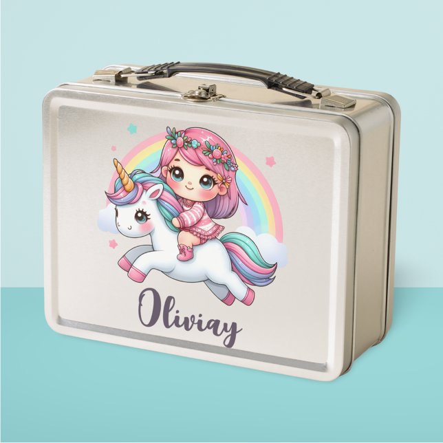 Lunch Box Bébé fille adorable sur licorne (Créateur téléchargé)