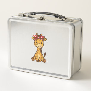 Lunch Box Bébé girafe mignon avec noeud papillon design vect