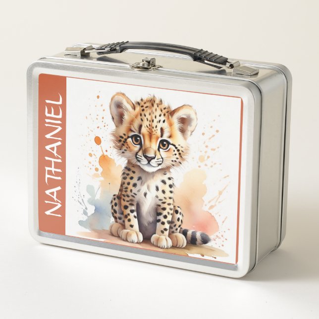Lunch Box Bébé mignon Cheetah School Bibliothèque de cadeaux (Devant)