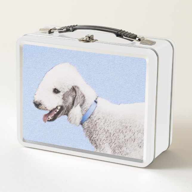 Lunch Box Bedlington Terrier Peinture - Art Chien original (Devant)