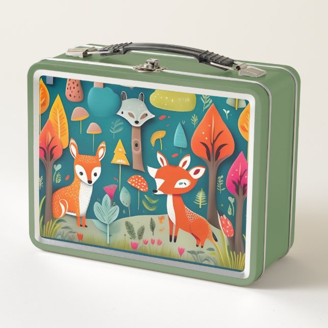 Lunch Box Belle scène de forêt lunaire avec Fox (Devant)