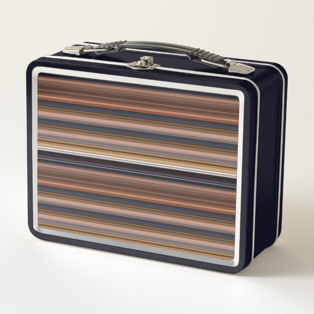 Lunch Box Belles rayures bleues brunes (Devant)