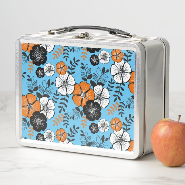 Lunch Box bento fleur oranges (En situation)