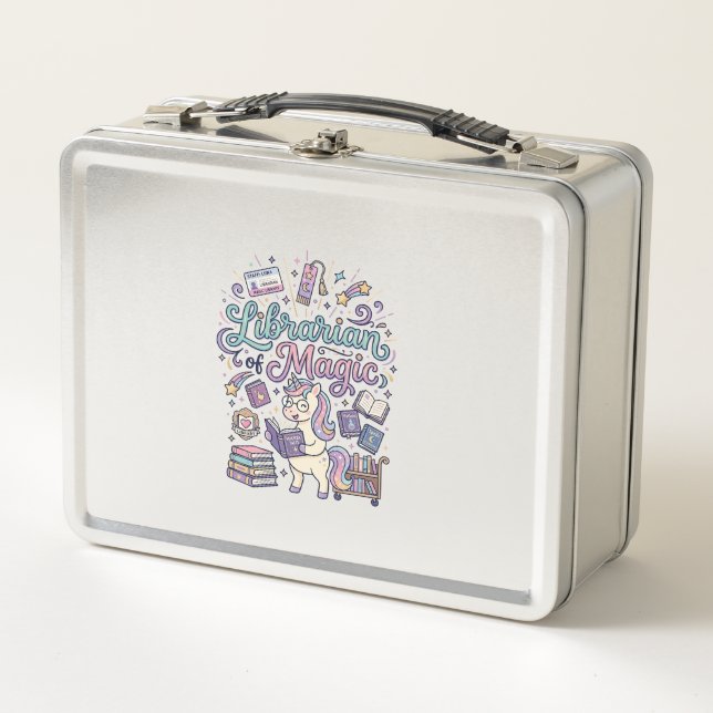 Lunch Box Bibliothécaire Licorne de Vêtements Imprimés Magiq (Devant)