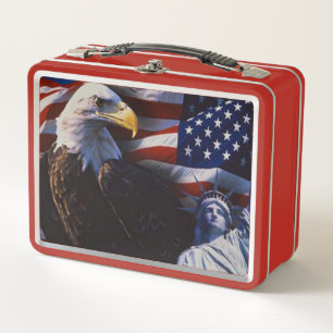 Lunch Box Bientôt Eagle à la statue de Liberty à American Fl