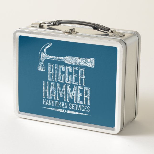 Lunch Box Biger Hammer Handyman Services Blanc Gfx Turquoise (Devant)