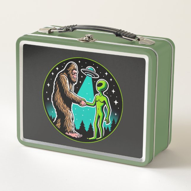 Lunch Box Bigfoot Alien Alliance - Funny Scifi Cryptid (Devant)