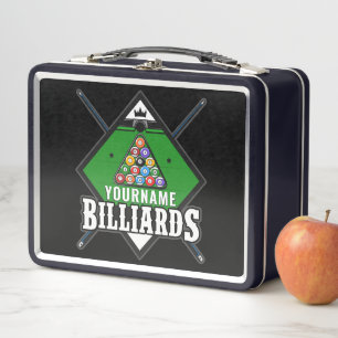 Lunch Box Billard personnalisé NOM Cue Rack Pool Room