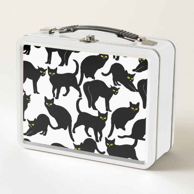 Lunch Box Black cats on White (Devant)