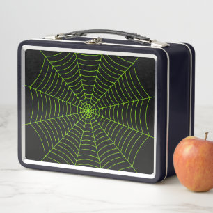 Lunch Box Black neon vert toile d'araignée Halloween motif