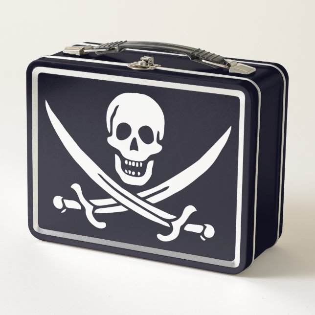Lunch Box Blanc, Drapeau Pirate Calico Jack, Crâne & Cutlass (Devant)