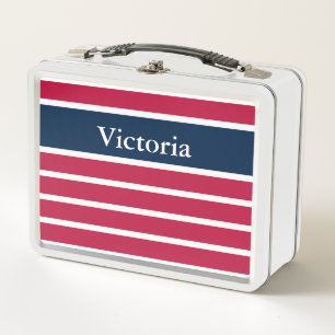 Lunch Box Blanc rouge patriotique nommé et bleu faits sur