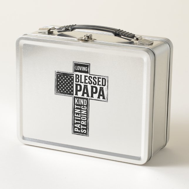 Lunch Box Blessed Papa Cross Christian Vintage Typography De (Devant)