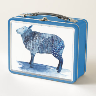Lunch Box Bleu de cobalt Animaux de ferme - Moutons