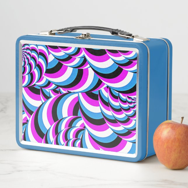 Lunch Box Bleu pourpre Tubulaire tourbillons Geo Design (En situation)