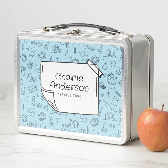 Lunch Box Bleu Retour À L'École Icônes Boîte À Déjeuner (En situation)