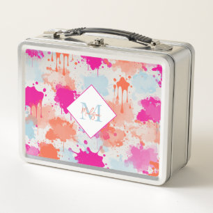 Lunch Box Bleu rose orange Abstrait Peinture