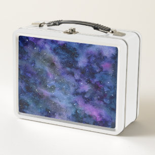 Lunch Box Bleu violet majestueux étoile Nebula Aquarelle
