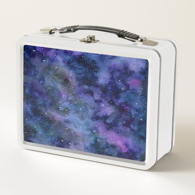 Lunch Box Bleu violet majestueux étoile Nebula Aquarelle (Devant)