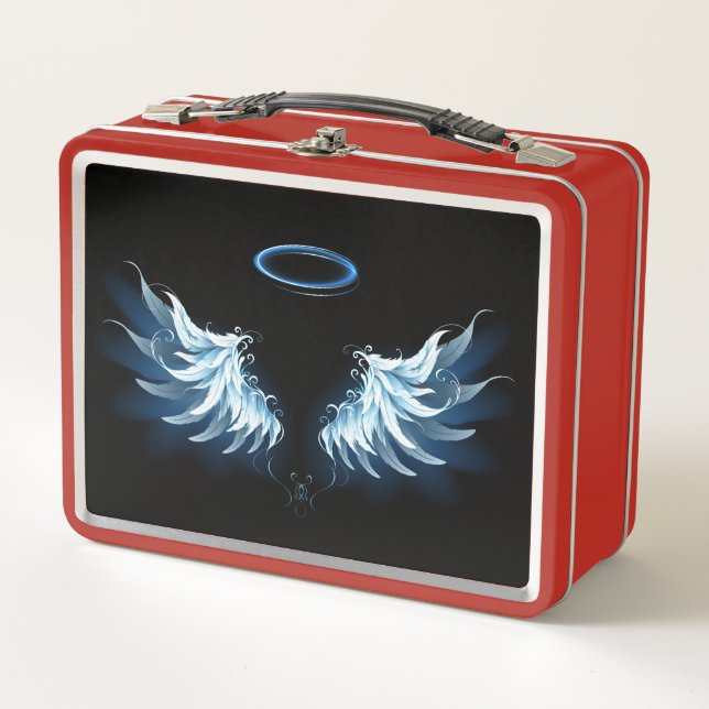 Lunch Box Blue Glowing Angel Wings on black background (Devant)