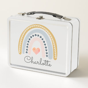 Lunch Box Boho aquarelle arc-en-ciel personnalisé