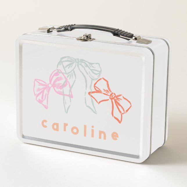 Lunch Box Bois en ruban rose et bleu (Devant)