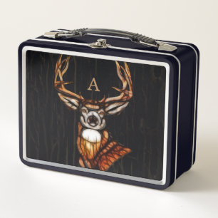 Lunch Box Bois noir Cerf Rustique Pays Personnalisé
