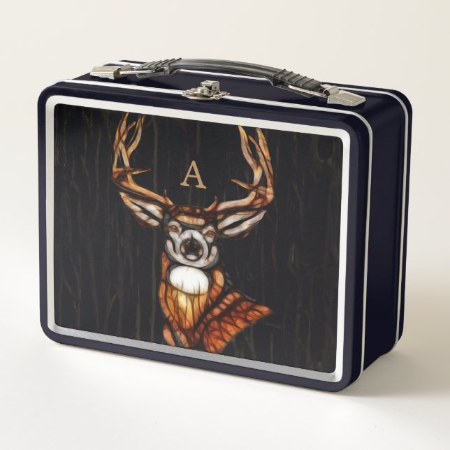 Lunch Box Bois noir Cerf Rustique Pays Personnalisé (Devant)