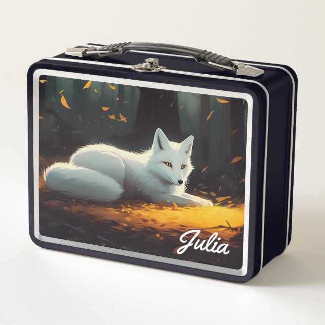 Lunch Box Boîte à déjeuner en métal Fox blanc (Devant)