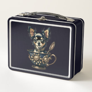 Lunch Box Boîte à lunch Chihauhau Puppy Steam Punk