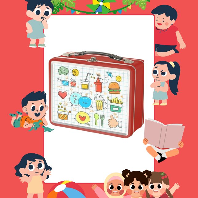 Lunch Box Boite à lunch colorée Doodle Soda Fries (Créateur téléchargé)
